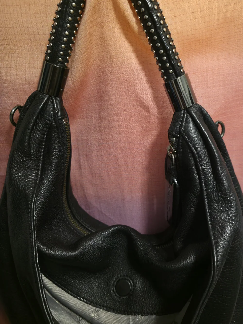 Kenneth Cole Leather Stud-Handle Hobo Bag